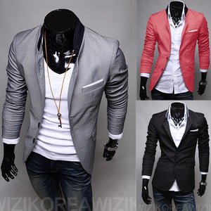 2014 new Men's Casual Slim Stylish fit One Button Suit Blazer Coat Jackets FREE SHIPPING