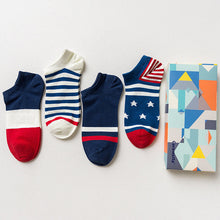 Gift Box fashion brand short socks for men cotton sock summer creative patterns boat socks male ankle socks 4pairs/box