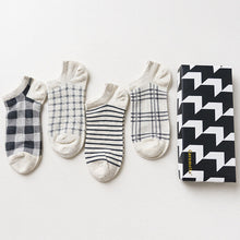 Gift Box fashion brand short socks for men cotton sock summer creative patterns boat socks male ankle socks 4pairs/box