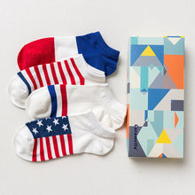 Gift Box fashion brand short socks for men cotton sock summer creative patterns boat socks male ankle socks 4pairs/box