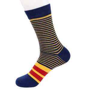 EUR40-45 men fashion colorful stripes long cotton socks male autumn winter patterns socks 5pairs/lot
