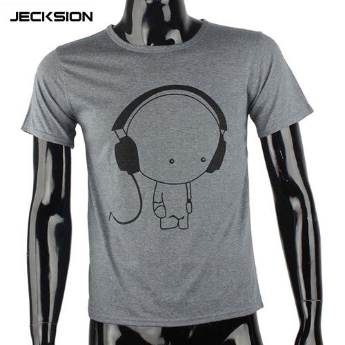 JECKSION Fashion Men Boy High Quality Camisetas Tees Short Sleeve O-Neck Earphone T Shirt Men Clothes Camisa Masculina #LYW
