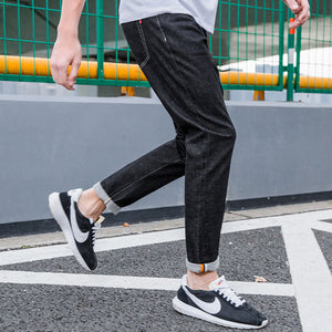 Pioneer Camp New black jeans men brand clothing simple solid denim pants male top quality stretch denim trousers ANZ703106
