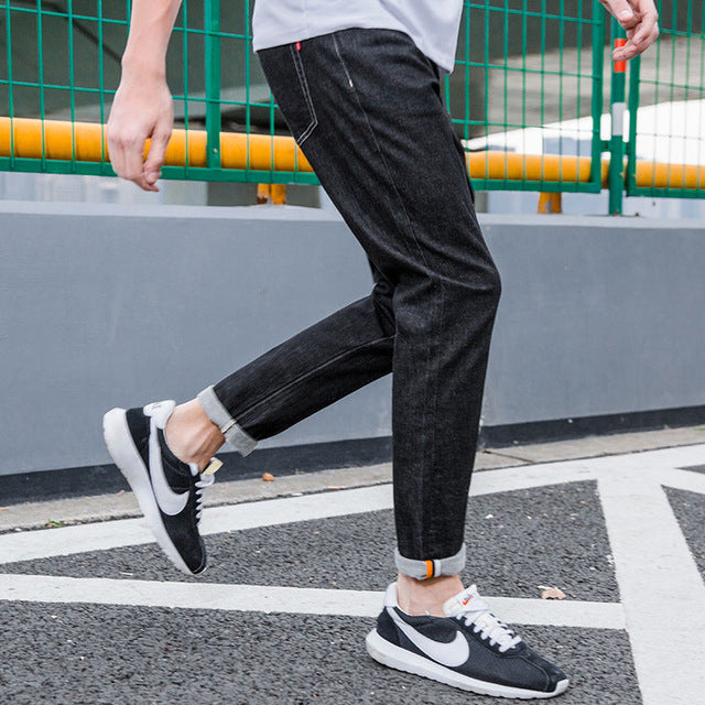 Pioneer Camp New black jeans men brand clothing simple solid denim pants male top quality stretch denim trousers ANZ703106