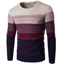 NIBESSER Brand Casual Sweater O-Neck Striped Slim Fit Men Long Sleeve Patchwork Male Pollover Sweater Casual Thin Clothes Autumn