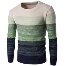 NIBESSER Brand Casual Sweater O-Neck Striped Slim Fit Men Long Sleeve Patchwork Male Pollover Sweater Casual Thin Clothes Autumn