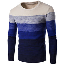 NIBESSER Brand Casual Sweater O-Neck Striped Slim Fit Men Long Sleeve Patchwork Male Pollover Sweater Casual Thin Clothes Autumn