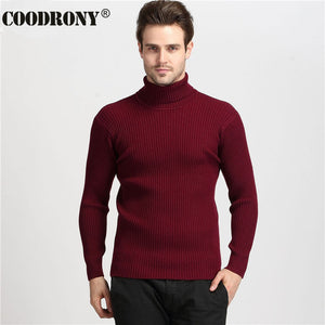 COODRONY Winter Thick Warm 100% Cashmere Sweater Men Turtleneck Brand Mens Sweaters Slim Fit Pullover Men Knitwear Double collar