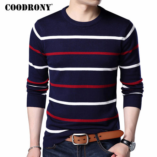 COODRONY O-Neck Pullover Men Brand Clothing 2017 Autumn Winter New Arrival Cashmere Wool Sweater Men Casual Striped Pull Men 152