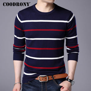 COODRONY O-Neck Pullover Men Brand Clothing 2017 Autumn Winter New Arrival Cashmere Wool Sweater Men Casual Striped Pull Men 152