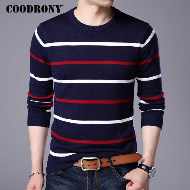 COODRONY O-Neck Pullover Men Brand Clothing 2017 Autumn Winter New Arrival Cashmere Wool Sweater Men Casual Striped Pull Men 152