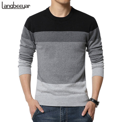 2018 New Autumn Fashion Brand Casual Sweater O-Neck Striped Slim Fit Knitting Mens Sweaters And Pullovers Men Pullover Men M-5XL