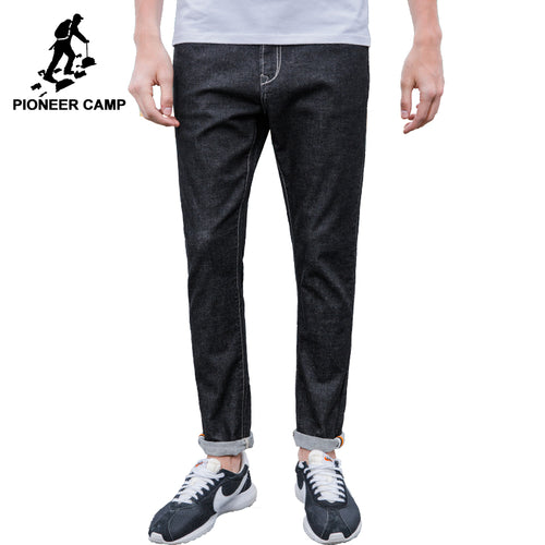 Pioneer Camp New black jeans men brand clothing simple solid denim pants male top quality stretch denim trousers ANZ703106