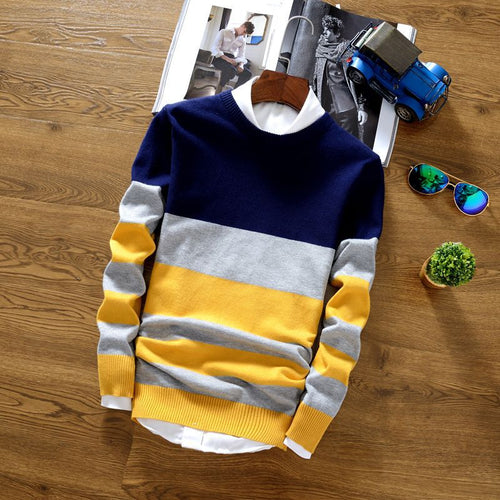 YG6174-3 Cheap wholesale 2018 new Han edition round collar stripe sweater male of cultivate one's morality men sweater knit