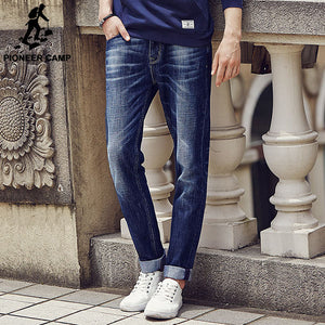 Pioneer Camp 2018 New design jeans men Famous Brand Men Slim Jeans male 100% Cotton Straight pants Long denim Trousers 611021