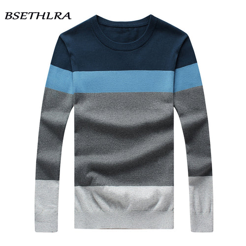 BSETHLRA 2018 New Sweater Men Autumn Hot Sale Top Design Patchwork Cotton Soft Quality Pullover Men O-neck Casual Brand Clothing