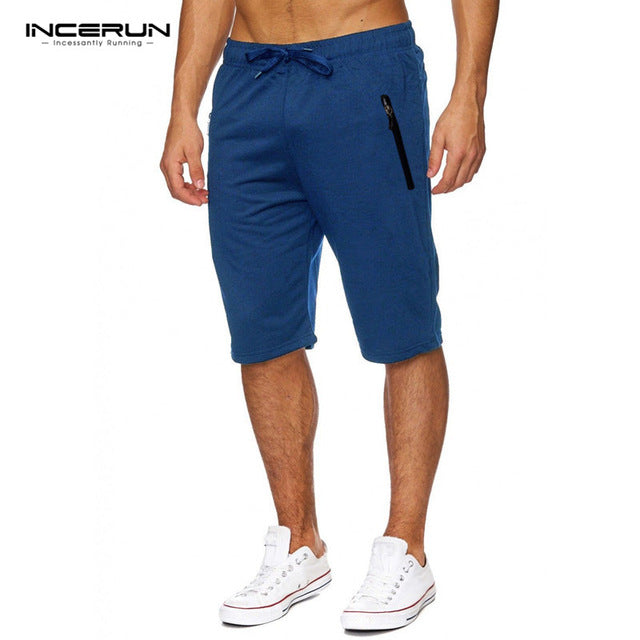 Shorts Men 2018 Summer Solid Men Shorts Casual Loose Bermuda Masculina Beach Drawstring Zipper Shorts Classic Knee Length Shorts