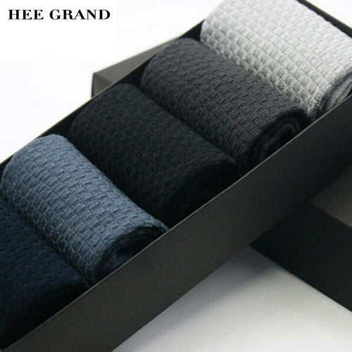 HEE GRAND 2018 New Arrival Fashion Men's Sock Men's Bamboo Fiber Sock Men's Casual Sock Comfortable 5 Pairs Per Set  NWM147