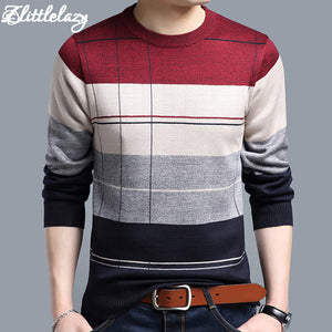 2018 brand social cotton thin men's pullover sweaters casual crocheted striped knitted sweater men masculino jersey clothes 5066