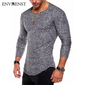 Envmenst O-Neck Slim Fit Sweater Men 2018 Fashion Spring Thin Pullover Men Homme Leisure Solid Color Sweater