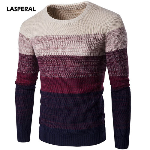 LASPERAL Sweater Men 2018 New Arrival Casual Pullover Men Autumn O Neck Gradient Color Quality Knitted Brand Male Sweaters S-2XL